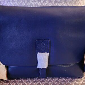 NWT Patricia Nash Mili Leather Medium Flap Crossbody, Cerulean Blue